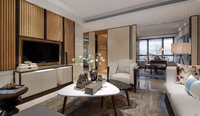 于都室内装修金沙半岛128平方米三居-现代中式风格室内设计家装案例
